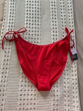 NEW wild fable Red Low-Rise Xtra High-Leg Cheeky Tie-Side Bikini Bottom Size L